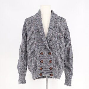 MALINMORE Men's Heavyweight Wool Double-breasted Cardigan Speckled Gray Size 42